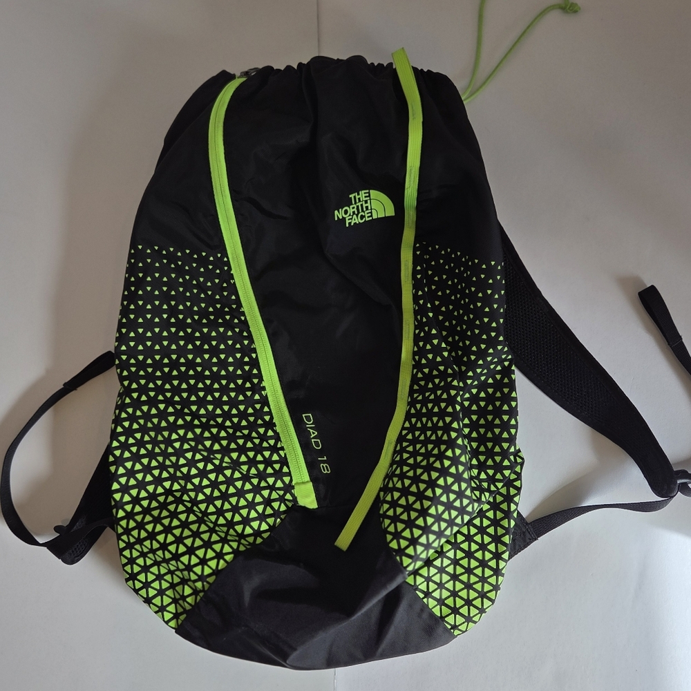 The North Face Black and Neon Green Backpack